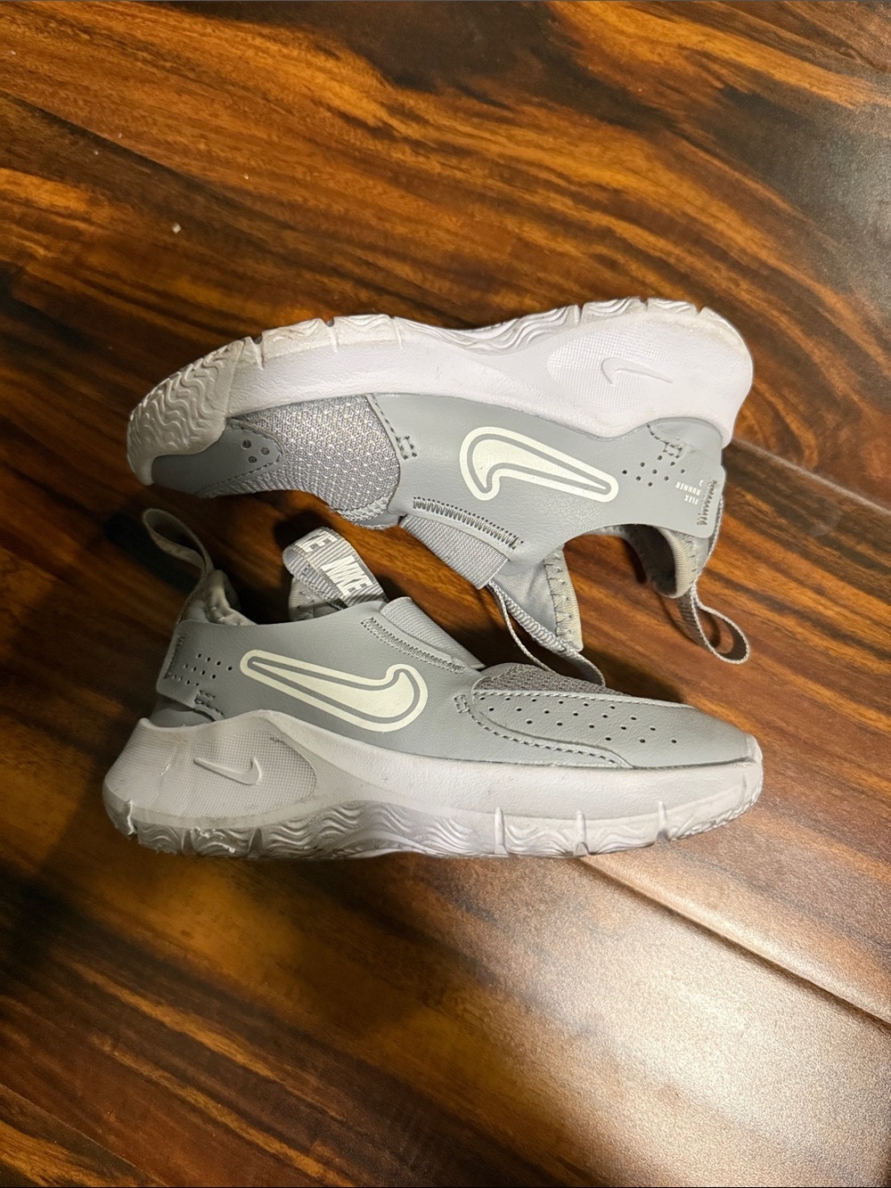 Nike Kids Grey and White Slip-On Sneakers